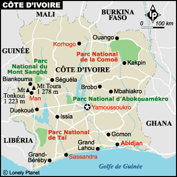 Carte de la Côte d’Ivoire pour explorer les régions touristiques